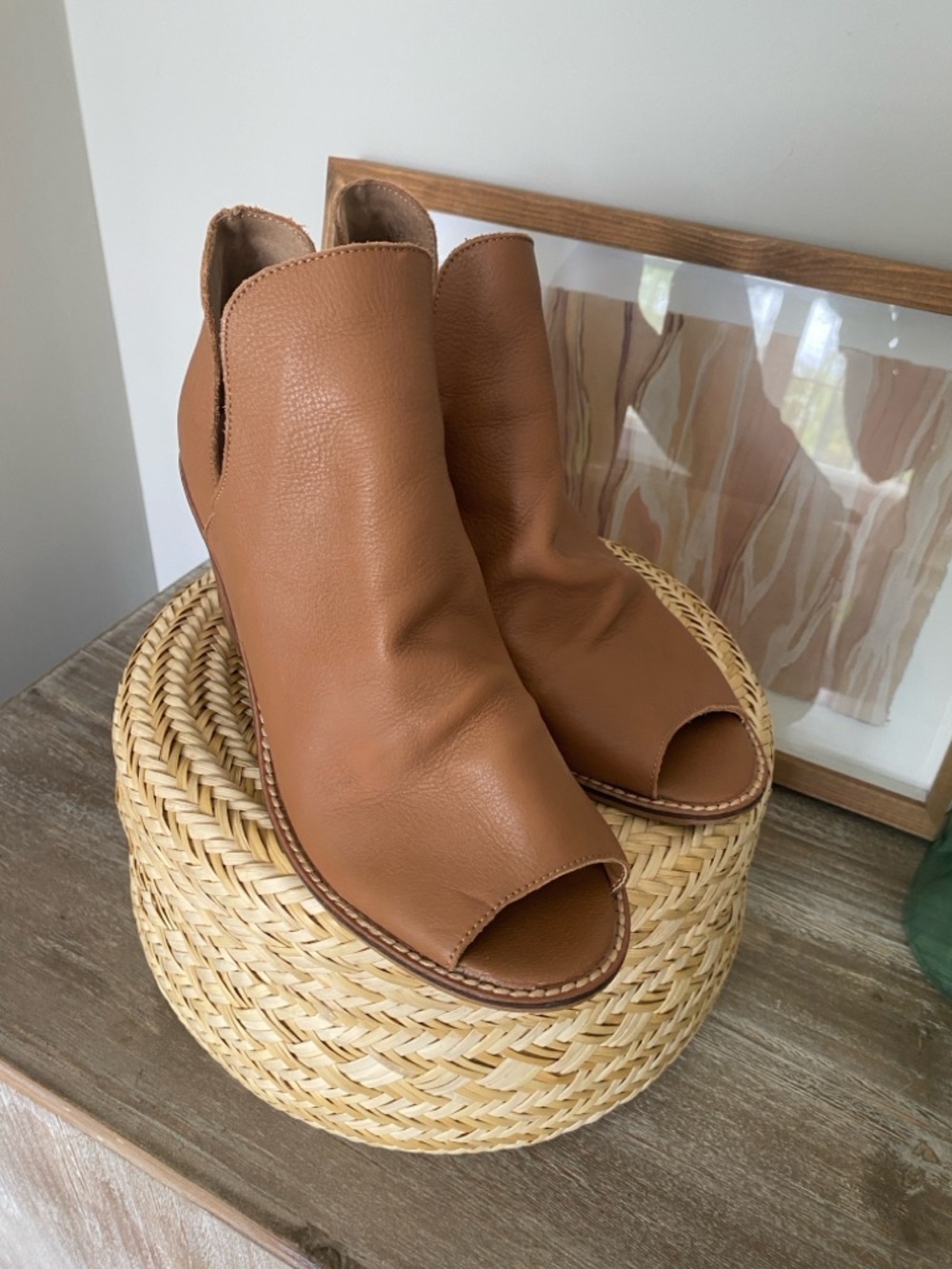 Chinese Laundry Open-Toe Peep Toe Mule in Cognac Brown